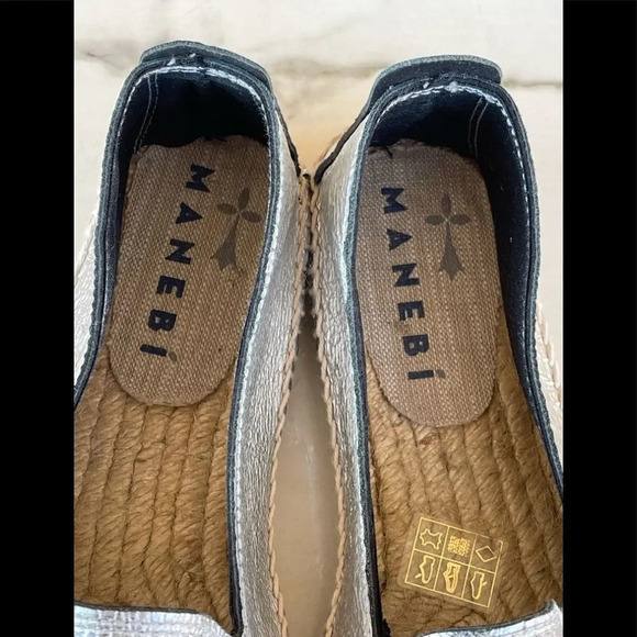 Manebi Los Angeles Metallic Flat Espadrille, Platinum 6.5 - Picture 11 of 11